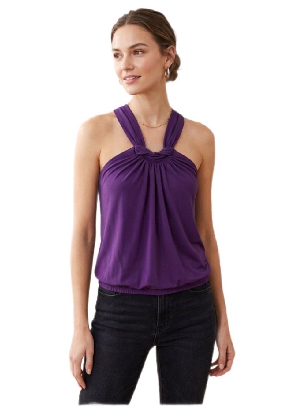 The Limited Deep Purple Twist Tie Front Top Size S